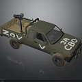 Olive Green Military Pickup With Weapon Mount In Bed Featuring ZOV V 34 CBO Markings