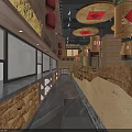Traditional Restaurant Interior Design With Large Tree Red Patterned Bamboo Lanterns And Wooden Tables