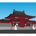 Chinese-style ancient public buildings 3d model