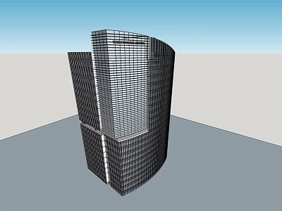 Modern Curved Office Building With Glass Curtain Wall And Multi Storey Design 3d model