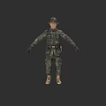 Realistic Game Movie Character in Camouflage Military Uniform with Standing Pose and Detailed Gear