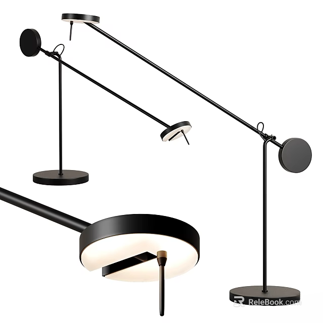 Modern Black Table Lamp With Adjustable Arm And Minimalist Sleek Design 3d model 
