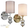 Modern Silver And Gold Wall Lamps With Transparent Glass Base And Fabric Shades