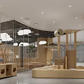 Modern Cat Themed Mall Store With Cloud Lights And Cat Trees 3d model