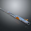 3D Rendered Metallic Machine Gun With Orange Components And Spring Mechanism