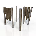 Unique Modern Decorative Structure With Wooden Planks And Metal Posts