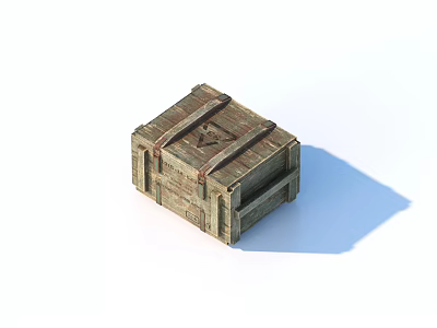 Practical Vintage Wooden Storage Crate With Sturdy Reinforced Strips For Daily Use 3d model
