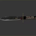 Sharp Black Blade Weapon With Golden Accents Textured Handle And Reflective Surface 3d model