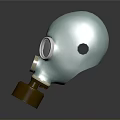 Blue Tactical Gas Mask Weapon With White Circular Lenses And Brown Filter