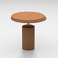 Wooden Round Side Table With Cylindrical Pedestal Base And Smooth Surface 3d model