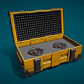 Smart Machine Open Yellow Storage Case With Foam Interior And Two Circular Components
