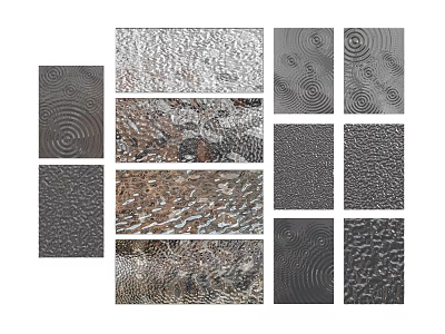Modern water corrugated stainless steel wall panel 3d model