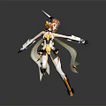 3D Anime Game and Movie Character with Reddish Brown Hair Futuristic Outfit Dynamic Pose