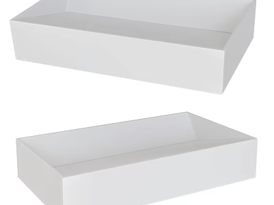 Two White Rectangular Modern Washbasins For Bathroom Interior Design 3d model