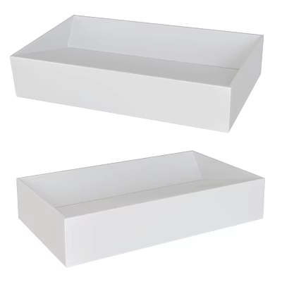 Two White Rectangular Modern Washbasins For Bathroom Interior Design 3d model