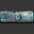 Rusted Blue Metal Gas Tank With Support Legs And Vintage Design