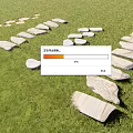 Scenic Stepping Stones Path In Grassland With Natural Stone Slabs And Garden Landscape Design