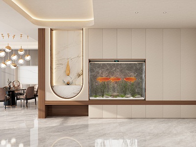 Cream Antique Light Luxury Small Dongtian Home Partition Fish Tank Entrance model