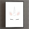 Minimalist Pastel Gradient Unicorn Horn With Eyelashes Framed Wall Decor Design
