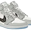 Stylish High Top White Gray Sneakers With Black Accents Gray Laces And Light Blue Sole