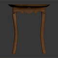 Classic Wooden Table With Oval Top Carved Edges And Curved Legs
