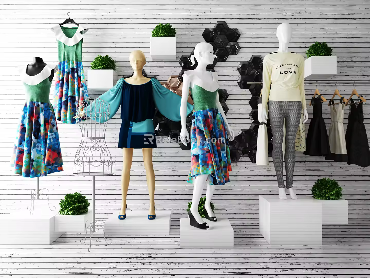 Modern Model Window Model Clothes Combo 3d model