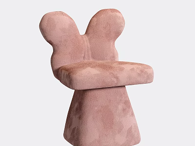 Pink Velvet Single Chair With Butterfly Shaped Backrest And Conical Base 3d model