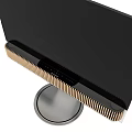 Modern Television With Black Screen Golden Stripes And Silver Metal Stand