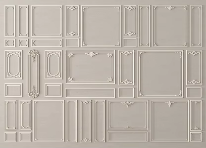 French plaster line plaster line background wall sofa background wall bedroom background wall 3d model