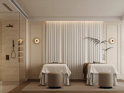 Serene SPA Treatment Room With Massage Tables And Ambient Lighting 3d model