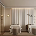 Serene SPA Treatment Room With Massage Tables And Ambient Lighting