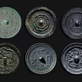 Vintage Bronze Mirrors Decorative Ornament Set With Intricate Traditional Patterns