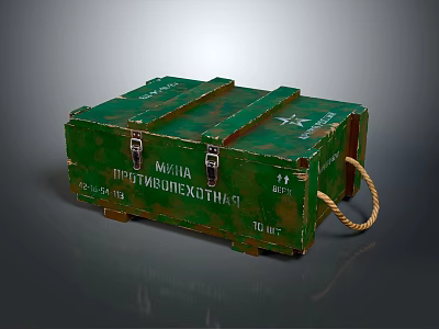 Green Military Chemical Protective Box With Rope Handle And Metal Clasps 3d model