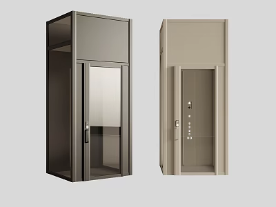 Modern Elevator Designs With Dark Glass And Light Solid Door Structures 3d model