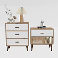 Modern Bedside Table Simple Bedside Table Drawer Type Solid Wood Bedside Table Lamp 3d model
