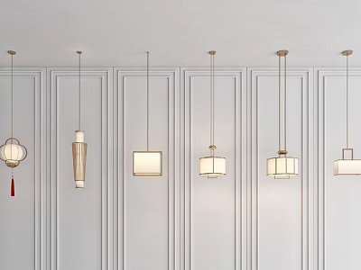 New Chinese Chandelier Bedside Small Chandelier 3d model