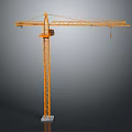 Yellow Tower Crane With Extended Boom Mast And Stable Base Structure 3d model