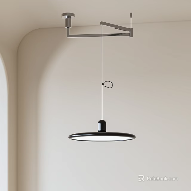 Modern Black Metal Pendant Light With Round Design For Minimalist Interior Space 3d model 