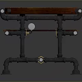 Classic Wooden Desk With Red Tabletop Black Frame And Metal Accented Legs