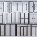 Sliding Doors Various Modern Designs Featuring Glass Panels And Metal Frames For Interior 3d model