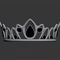 Elegant Silver Crown with Black Gemstones and Modern Openwork Design 3d model
