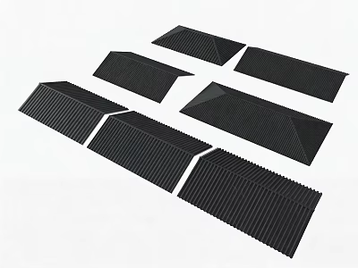 Black Architectural Roof Components With Various Shapes And Textured Panels 3d model