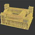 Historic Building Design With Red Roof Central Courtyard Stone Exterior And Arched Windows
