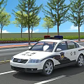 White Police Car With Red Blue Lights And POLICE Signage On Road