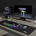 Modern Gaming PC Setup With Open Frame Case RGB Lighting Monitor And Keyboard