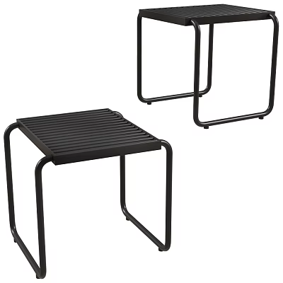 Modern Black Metal Stool With Striped Seat And Sturdy Frame Design 3d model