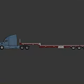 Blue Semi Truck With Cab And Flatbed Trailer For Commercial Transportation