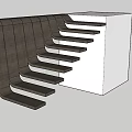 Modern Wooden Staircase Design with Curved Floating Steps and Open Structure 3d model