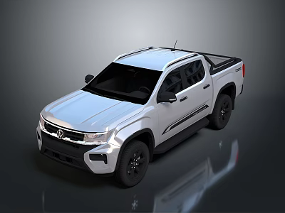 Volkswagen White Pickup Truck With Four Doors Black Wheels And Modern Exterior Design 3d model