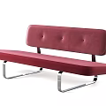 Modern Upholstered Two Seater Sofas In Red And Black With Metal Legs
